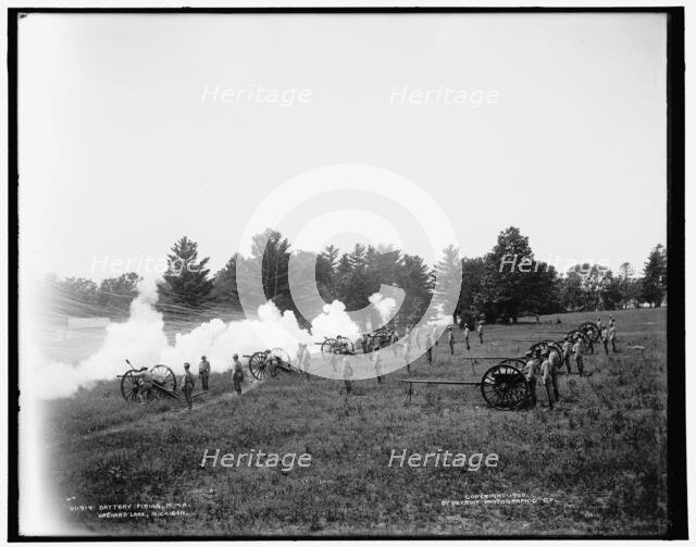 Battery firing, M.M.A., Orchard Lake, Michigan, c1900. Creator: Unknown.
