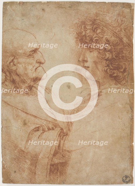 An old man and a youth facing one another, c. 1500.