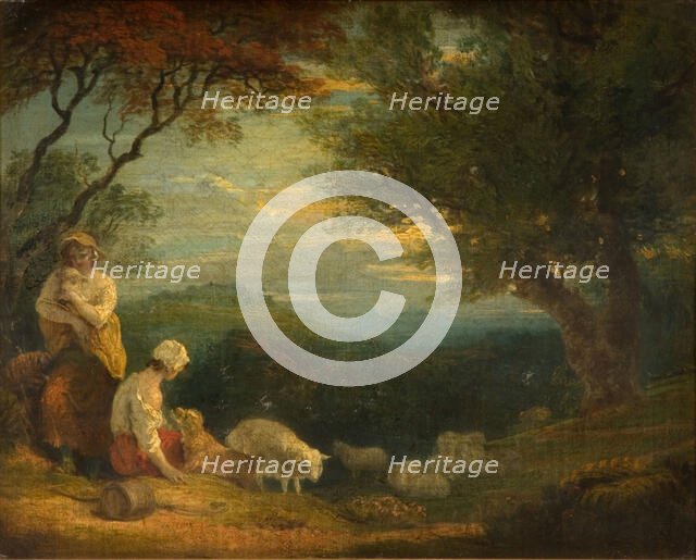 Landscape With Women, Sheep and Dog, 1830. Creator: Richard Westall.