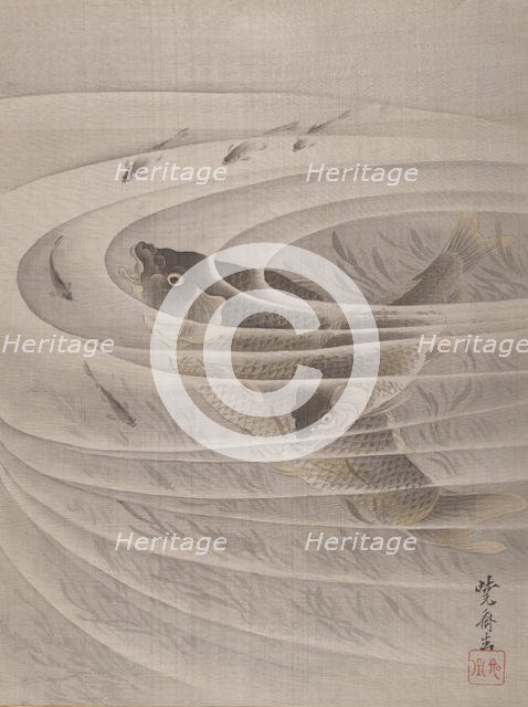 Fish in a Whirlpool, ca. 1887. Creator: Kawanabe Kyosai.