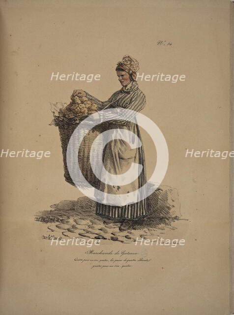 Cake seller. From the Series "Cris de Paris" (The Cries of Paris), 1815. Creator: Vernet, Carle (1758-1836).