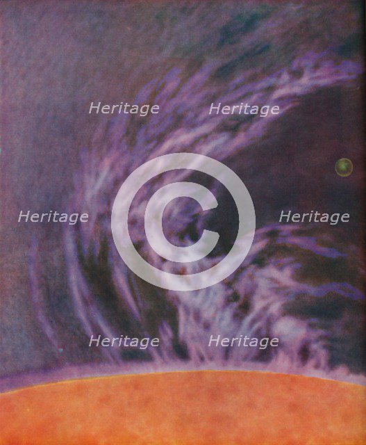 'Immense Eruption of a Solar Prominence 140,000 Miles High', c1935. Artist: Unknown.