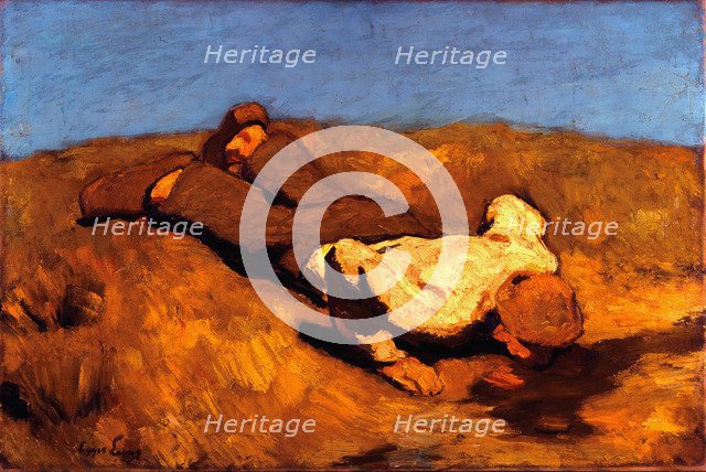 Boy at the Spring (The Spring), 1923. Artist: Egger-Lienz, Albin (1868-1926)