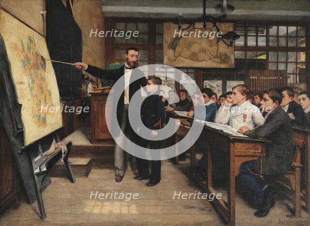 The Geography Lesson or "The Black Spot", ca 1887. Creator: Bettannier, Albert (1851-1932).