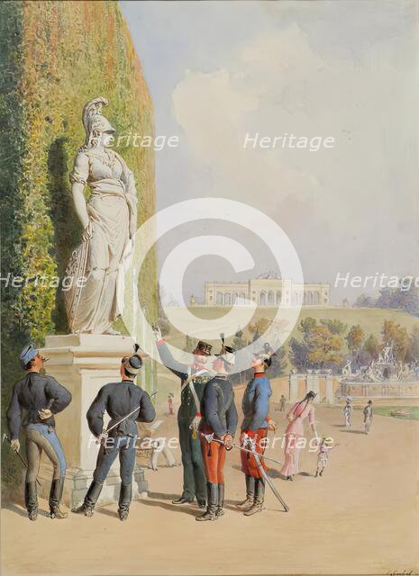 In the garden of Schönbrunn Palace in Vienna, undated. Creator: Carl Goebel.