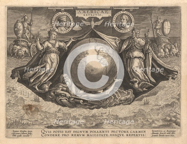 Americae Retectio (Cover), 1591. Artist: Galle, Philipp (1537-1612)