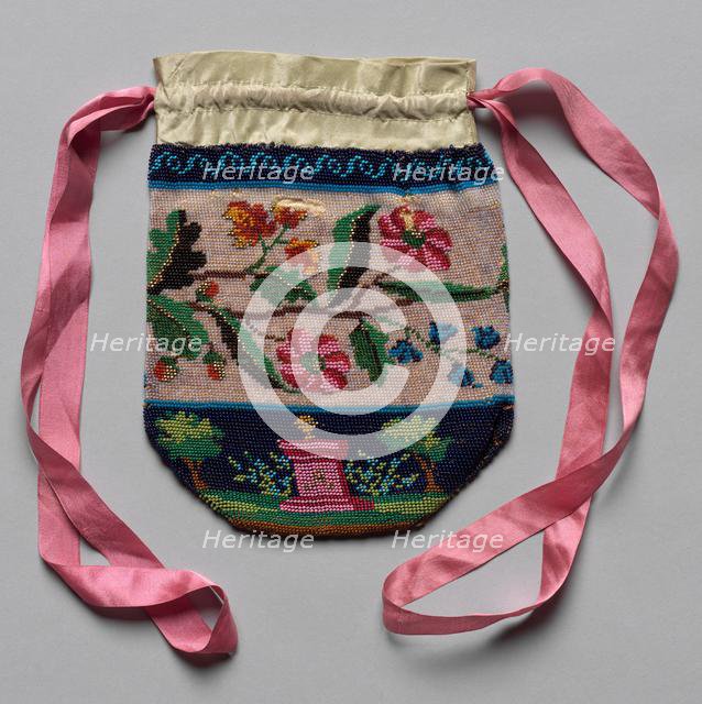 Beaded Bag (floral motif), 19th century. Creator: Unknown.