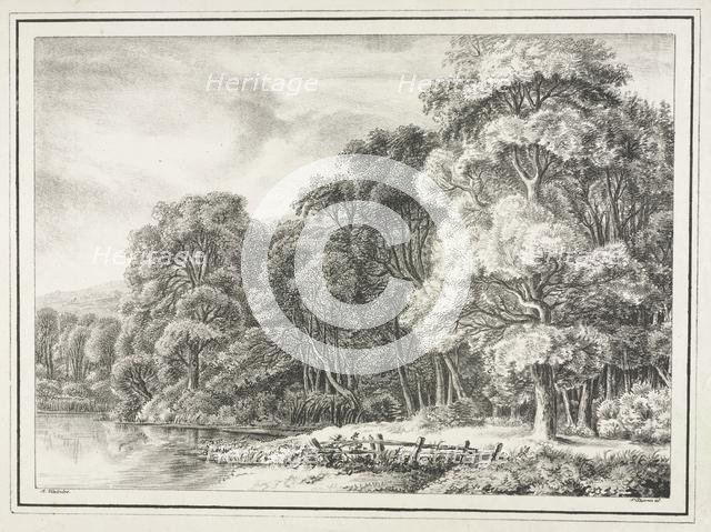 Woodland Scenery with Lake, 1811-1816. Creator: Johann Nepomuk Strixner (German, 1782-1855).