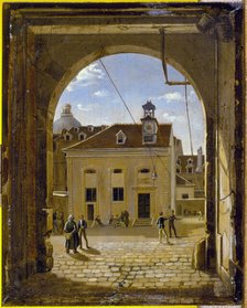 Sainte-Barbe college courtyard, rue de Reims, c1824. Creator: Etienne Bouhot.
