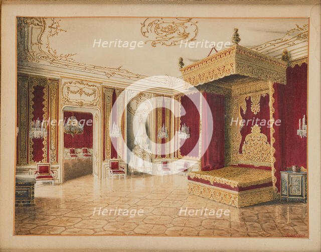 Sumptuous room ("Reiches Zimmer") of the Imperial Palace in Vienna with the state bed of Maria... Creator: Stillfried von Rathenitz, Raimund, Freiherr (1839-1911).