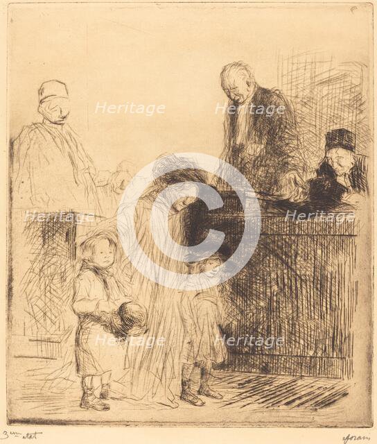 Coming Out of the Hearing (first plate), 1909. Creator: Jean Louis Forain.