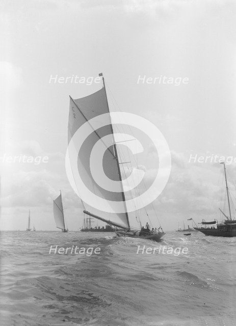The 19-metre 'Octavia' sailing on a broad reach, 1911. Creator: Kirk & Sons of Cowes.