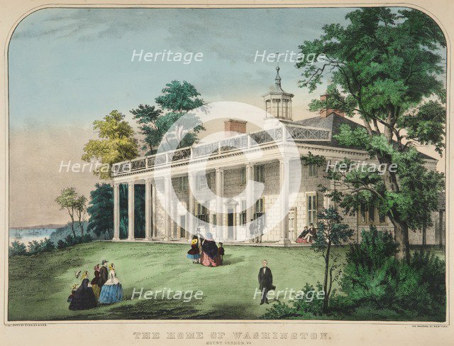 The Home of Washington, Mount Vernon, Va., pub. c1857 (colour lithograph). Creator: American School (19th Century).
