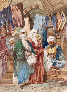 The Silk Bazaar. Artist: Preziosi, Amedeo (1816-1882)