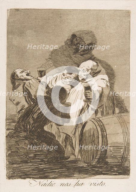 Plate 79 from 'Los Caprichos': No one has seen us (Nadie nos ha visto.), 1799. Creator: Francisco Goya.