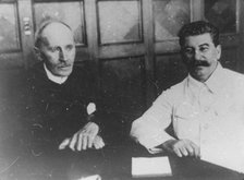Soviet leader Josef Stalin with French writer Romain Rolland, Moscow, USSR, 28 June 1935. Artist: Unknown