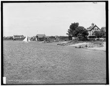 Up Kennebunk River from breakwater, Kennebunkport, Maine, between 1890 and 1901. Creator: Unknown.