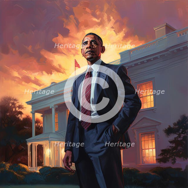 AI IMAGE - Portrait of President Obama, c2009, (2023). Creator: Heritage Images.