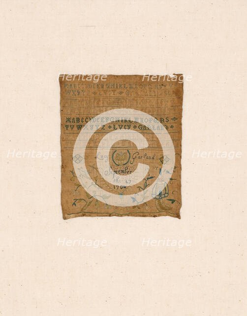 Sampler, United States, 1704. Creator: Lucy Garland.