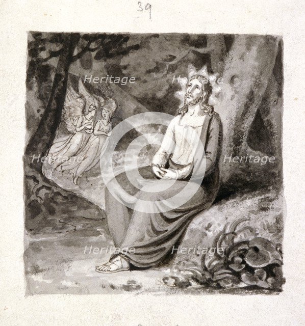 'Christ in the Garden with Angels', 19th century.  Artist: Corbould Family