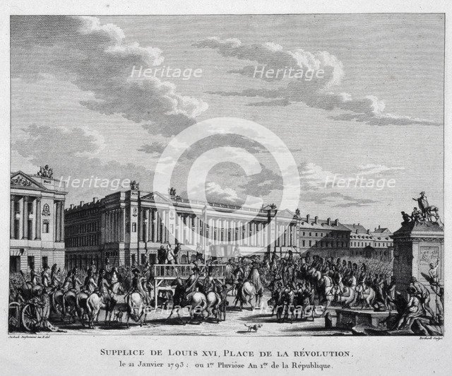 The Execution of Louis XVI in the Place de la Revolution on 16th October 1793, (1793).  Creator: Swebach, Jacques-François Joseph (1769-1823).