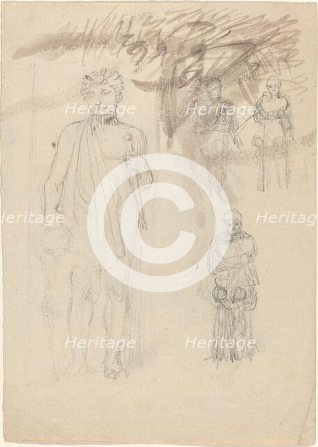Sheet of Studies, including Warrior with Child [recto and verso]. Creator: John Flaxman.
