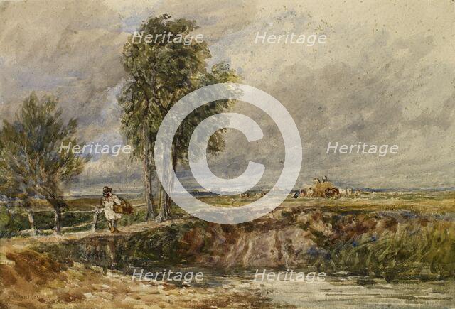 Crossing The Bridge - A Windy Day, c1820s-1850s. Creator: David Cox the Elder.