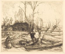 In the Deluged Marsh - The Shepherd (Au marais inonde - Le berger), 1911. Creator: Auguste Lepere.