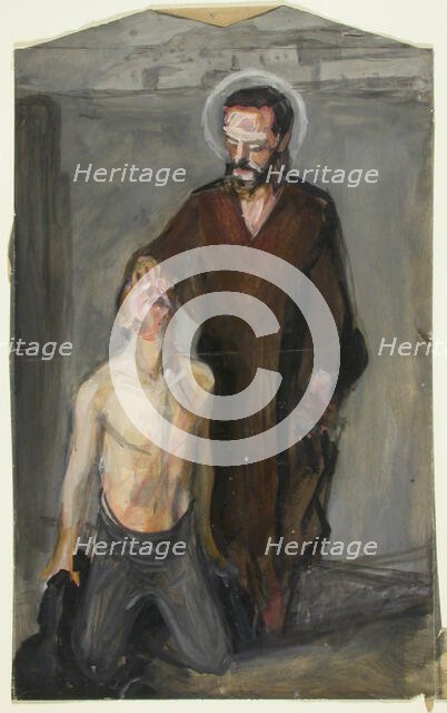 Christ gives sight to the blind, sketch, c1910s. Creator: Verner Thome.