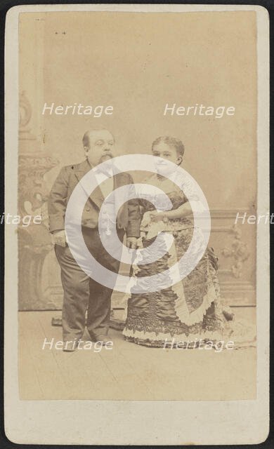 Carte-de-visite portrait of Tom Thumb and Lavinia Warren, 1880-1883. Creator: Unknown.