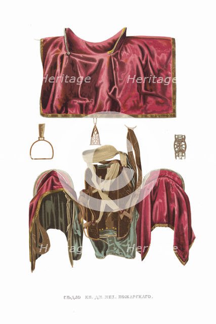 Saddle of Prince Dmitry Pozharsky. From the Antiquities of the Russian State, 1849-1853. Creator: Solntsev, Fyodor Grigoryevich (1801-1892).