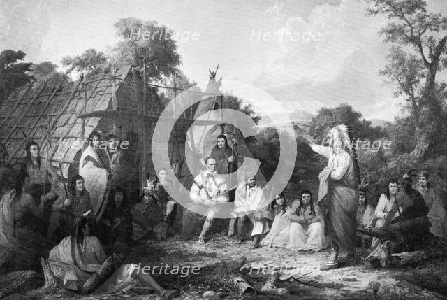 'The Indian Council', c1847.Artist: Seth Eastman