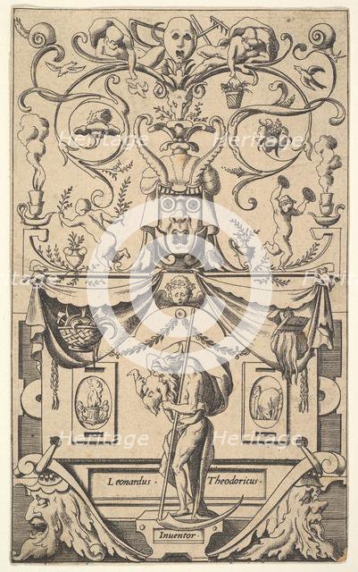 Panel with figure of Saturn, plate 1, ca. 1550-65. Creator: Rene Boyvin.