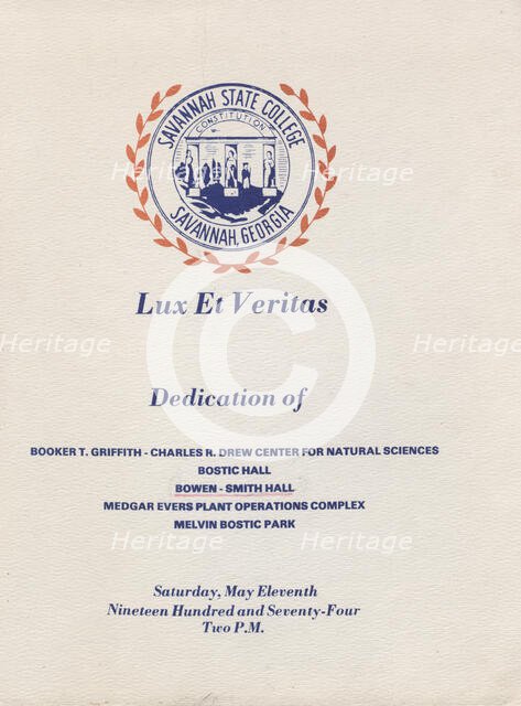 Dedication of new buildings at the Savannah State College, Georgia, 1974.  Creator: Unknown.
