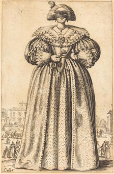 Masked Noble Woman, c. 1620/1623. Creator: Jacques Callot.