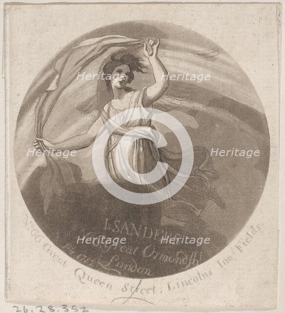 Trade Card for J. Sanders, Printmaker, 1782. Creator: Anon.