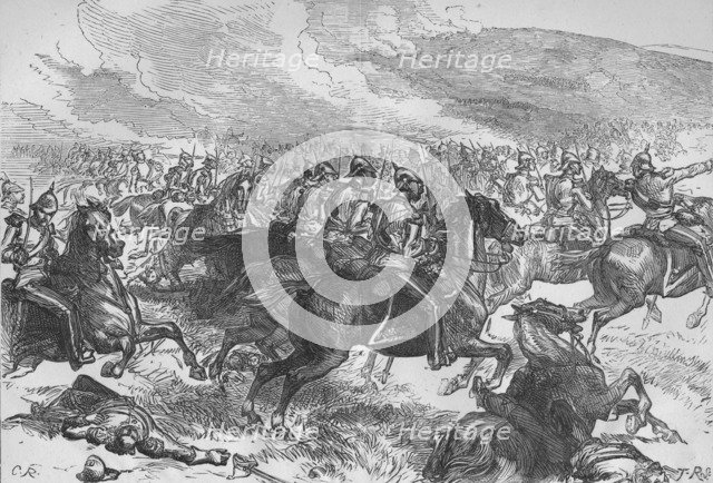 'The Heavy Cavalry Charge at Balaclava', c1880. Artist: C.R..