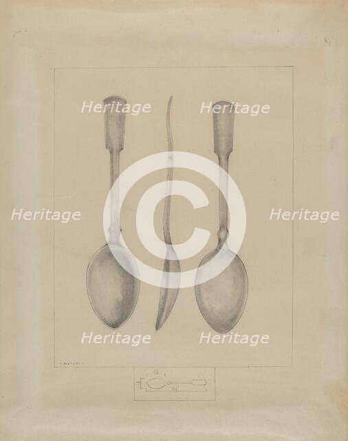 Pewter Spoon, 1935/1942. Creator: Henry Meyers.