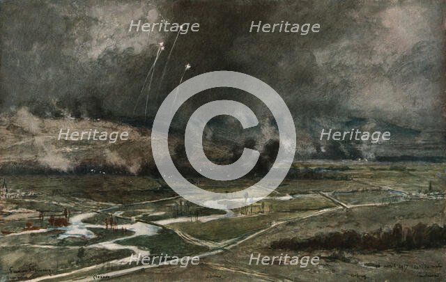 'L'offensive Francaise d'avril-mai 1917; L'attaque des positions allemandes au Nord de..., 1917. Creator: Francois Flameng.