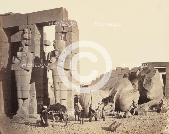 The Ramasseum of El-Kurneh, Thebes, First View, c. 1857. Creator: Francis Frith.