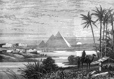 The Nile and the Pyramids from the Boulak road, 1874. Artist: Unknown