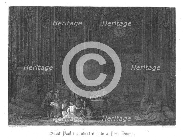 Scene from Old St Paul's by William Harrison Ainsworth, 1855. Artist: John Franklin