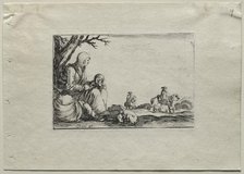 Caprices: Seated Beggar Woman with Two Children. Creator: Stefano Della Bella (Italian, 1610-1664).