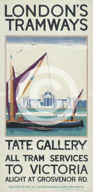 'Tate Gallery', London County Council (LCC) Tramways poster, 1925. Artist: Lance Cattermole