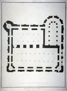 Plan of the upper storey of the White Tower, Tower of London, 1815.  Artist: James Basire II