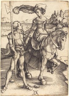 Lady on Horseback and the Lansquenet, c. 1497. Creator: Albrecht Durer.