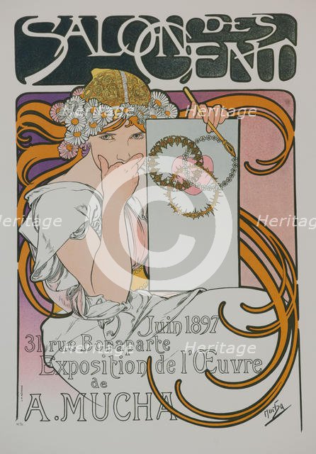 Poster for the A. Mucha's exhibition in the Salon des Cent, 1897. Creator: Mucha, Alfons Marie (1860-1939).