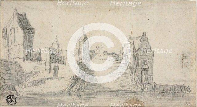 Fortified Buildings on Water's Edge, n.d. Creator: Simon de Vlieger.