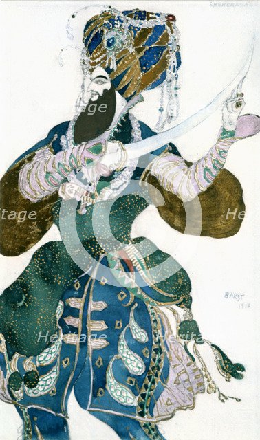 'The Shah of Persia', costume design for a Ballets Russes production of Scheherazade, c1913.  Artist: Leon Bakst