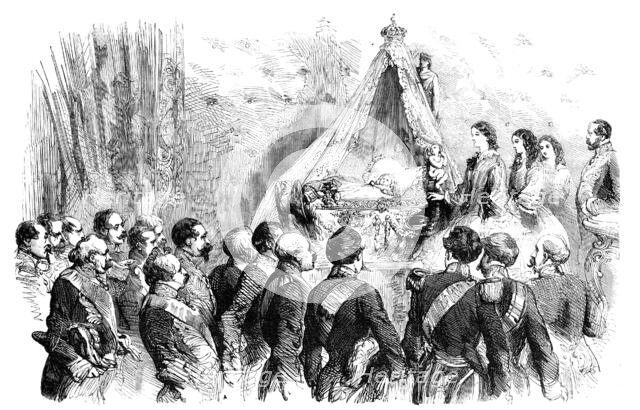 Visit of the Grand Dignitaries of State to the Imperial Infant, 1856.  Creator: Unknown.